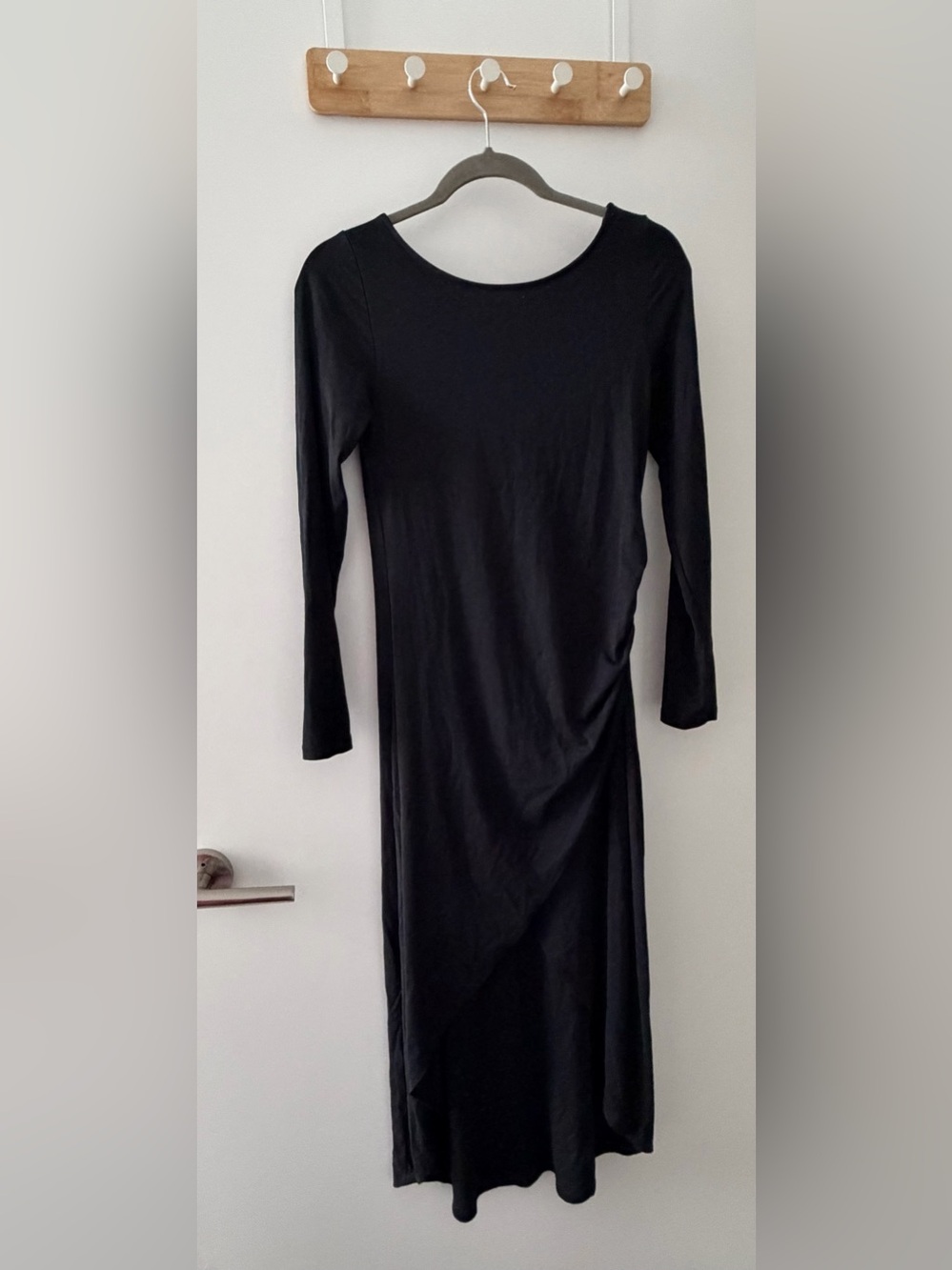 Wilfred Black Long-Sleeve Midi Dress